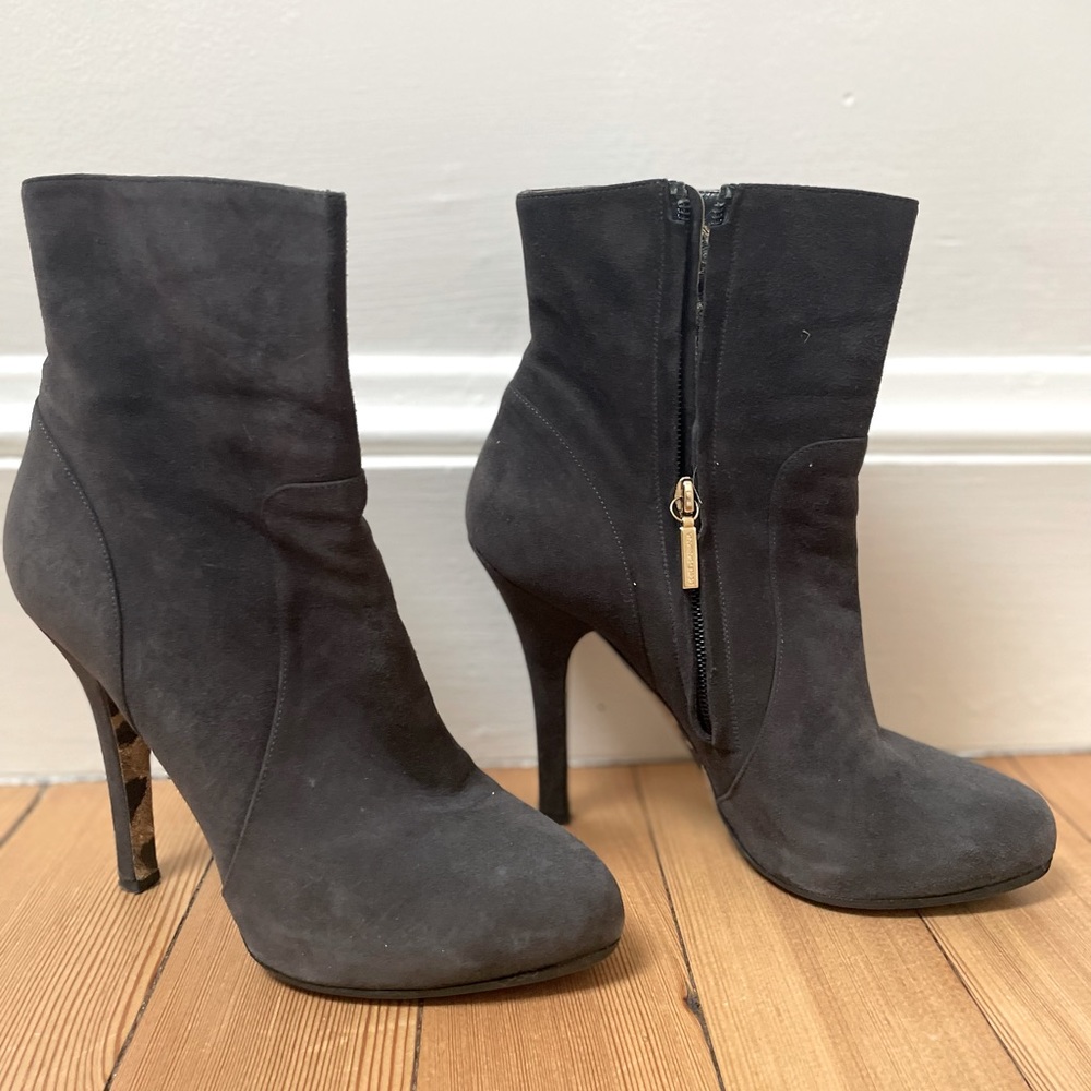 Dolce & Gabbana Charcoal Gray Suede Ankle Boots
